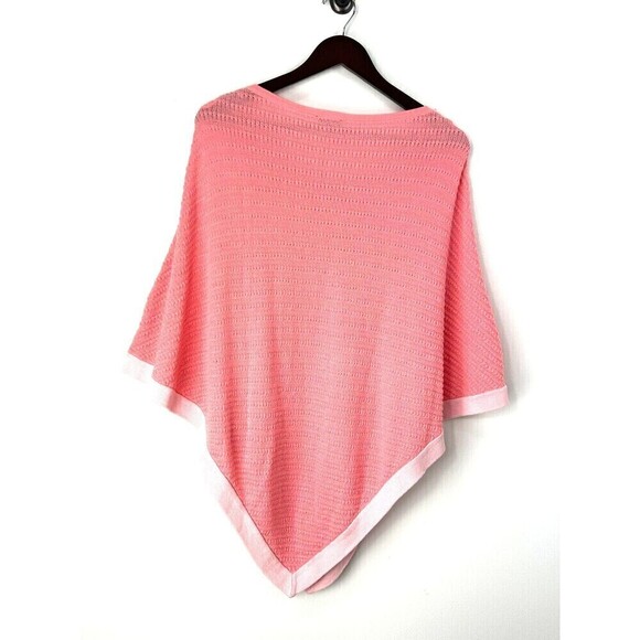 Talbots Womens Size L Pink Poncho Sweater Asymmetrical Cotton Blend Front Tie T - Picture 6 of 12